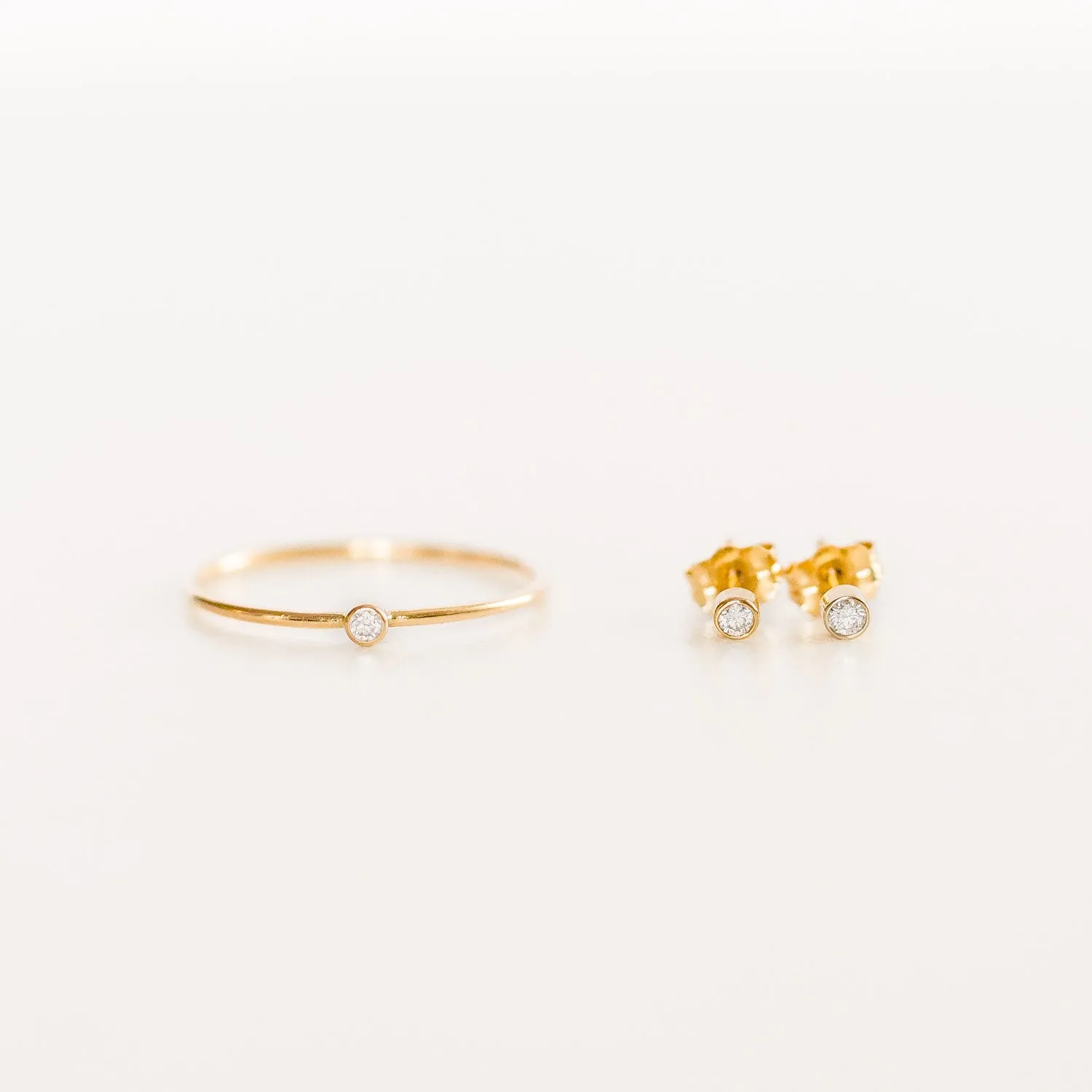 14K Petite Diamond Ring   Studs Bundle