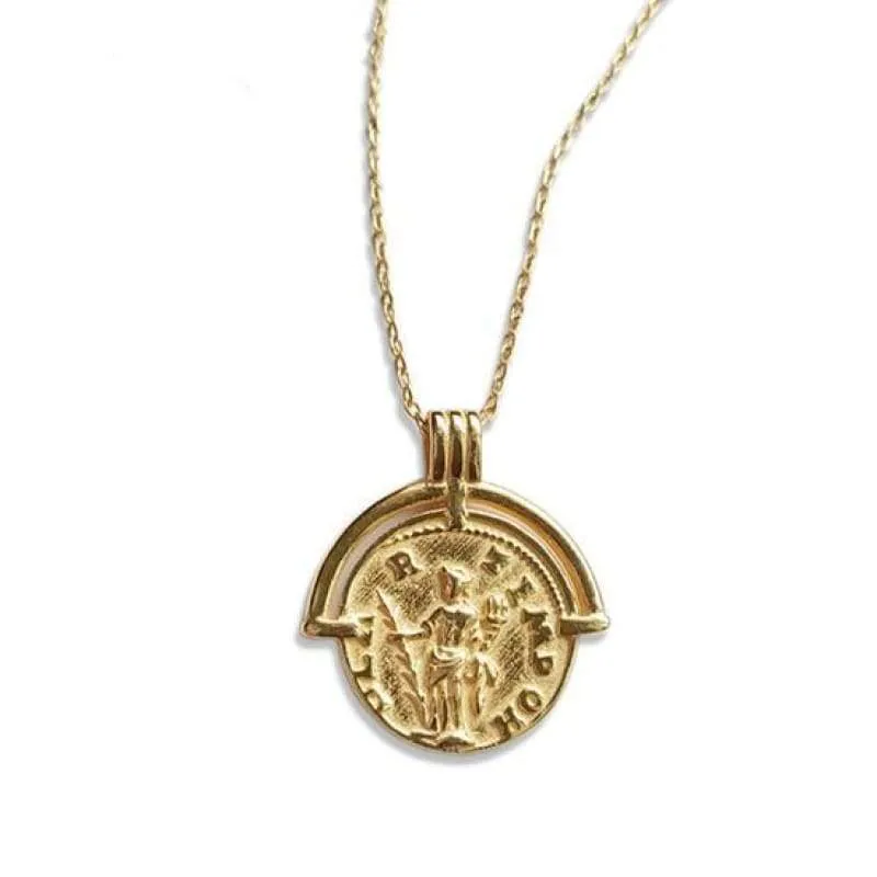 2019 Retro Gold Sliver Roman Coin Pendant Necklaces Vintage Single Layered Choker Minimalist Disc Chokers Necklaces Jewelry