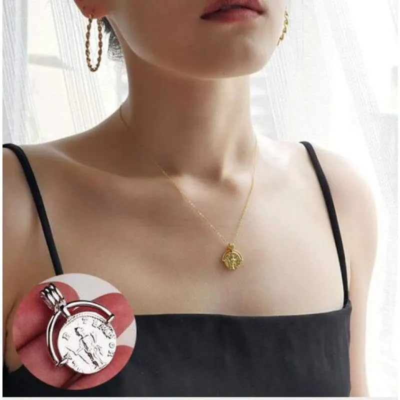 2019 Retro Gold Sliver Roman Coin Pendant Necklaces Vintage Single Layered Choker Minimalist Disc Chokers Necklaces Jewelry