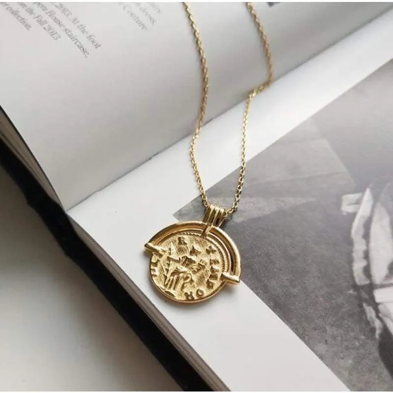 2019 Retro Gold Sliver Roman Coin Pendant Necklaces Vintage Single Layered Choker Minimalist Disc Chokers Necklaces Jewelry