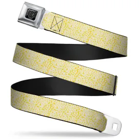 BD Wings Logo CLOSE-UP Full Color Black Silver Seatbelt Belt - Ditsy Floral Yellow/White/Brown Webbing