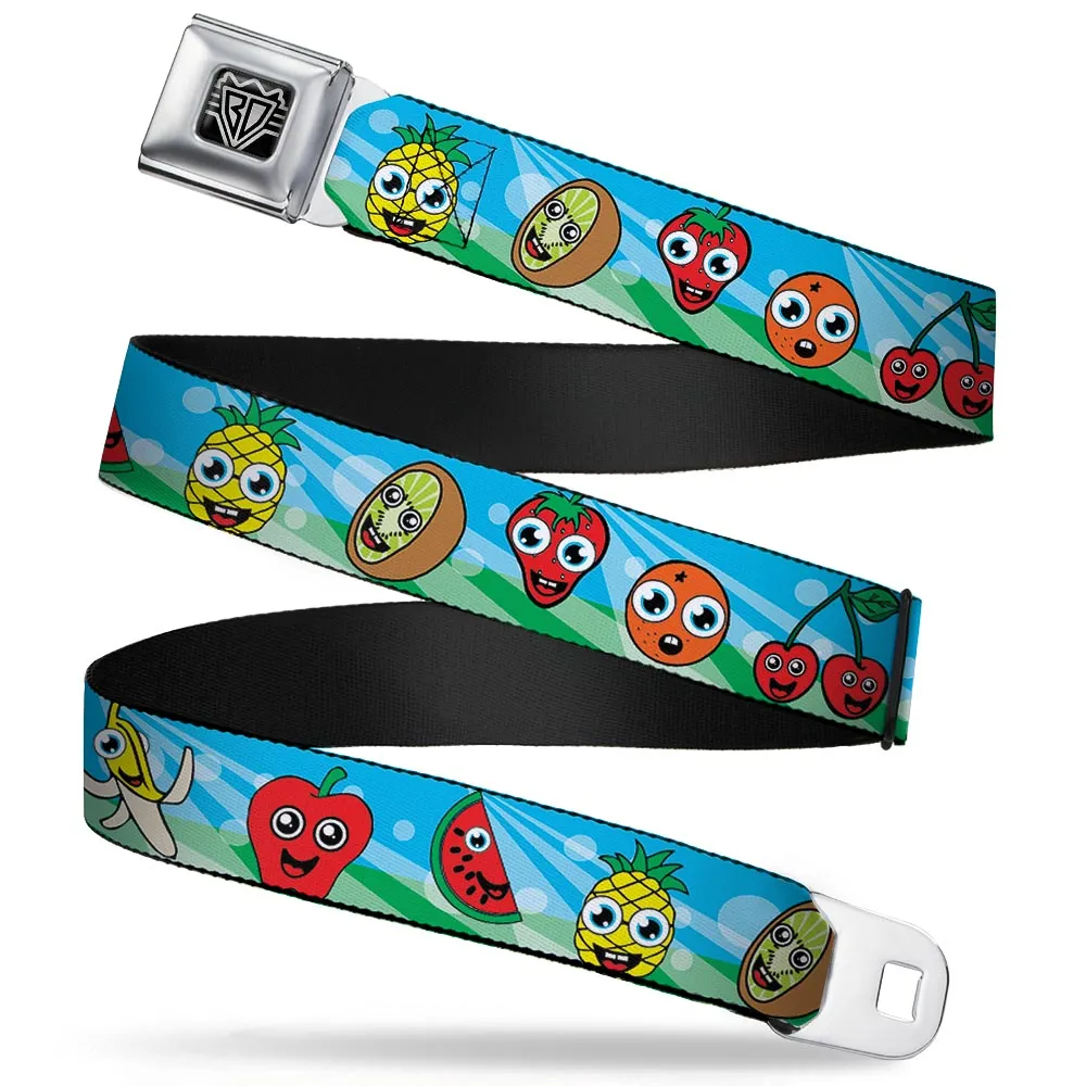 BD Wings Logo CLOSE-UP Full Color Black Silver Seatbelt Belt - Fruit Cartoon2 Webbing