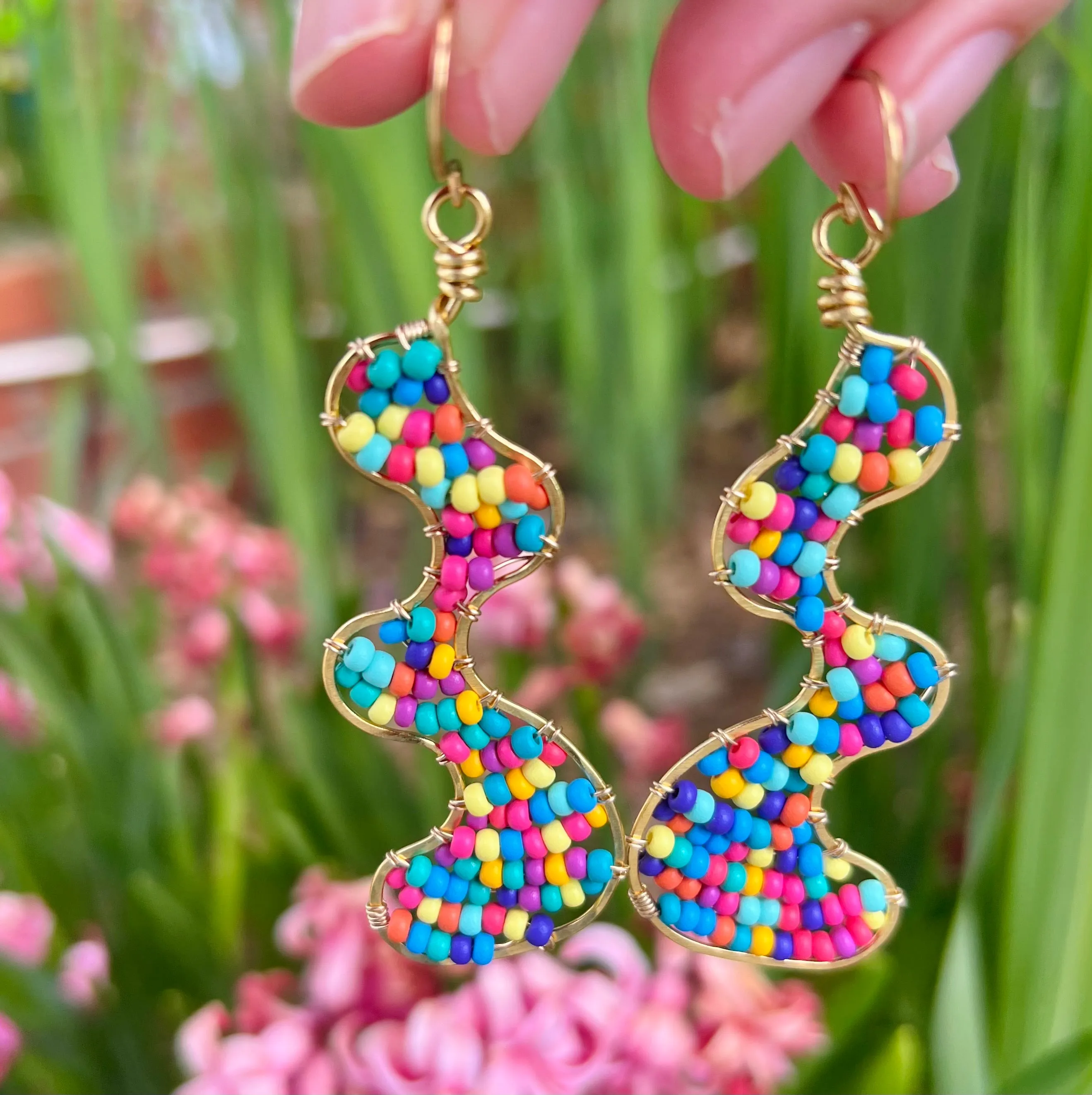 Beaded Squiggle Earrings