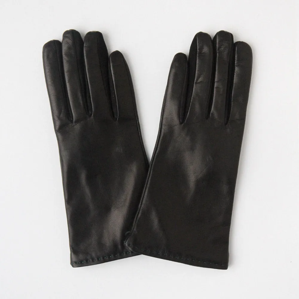 Black Leather Cashmere-Lined Gloves