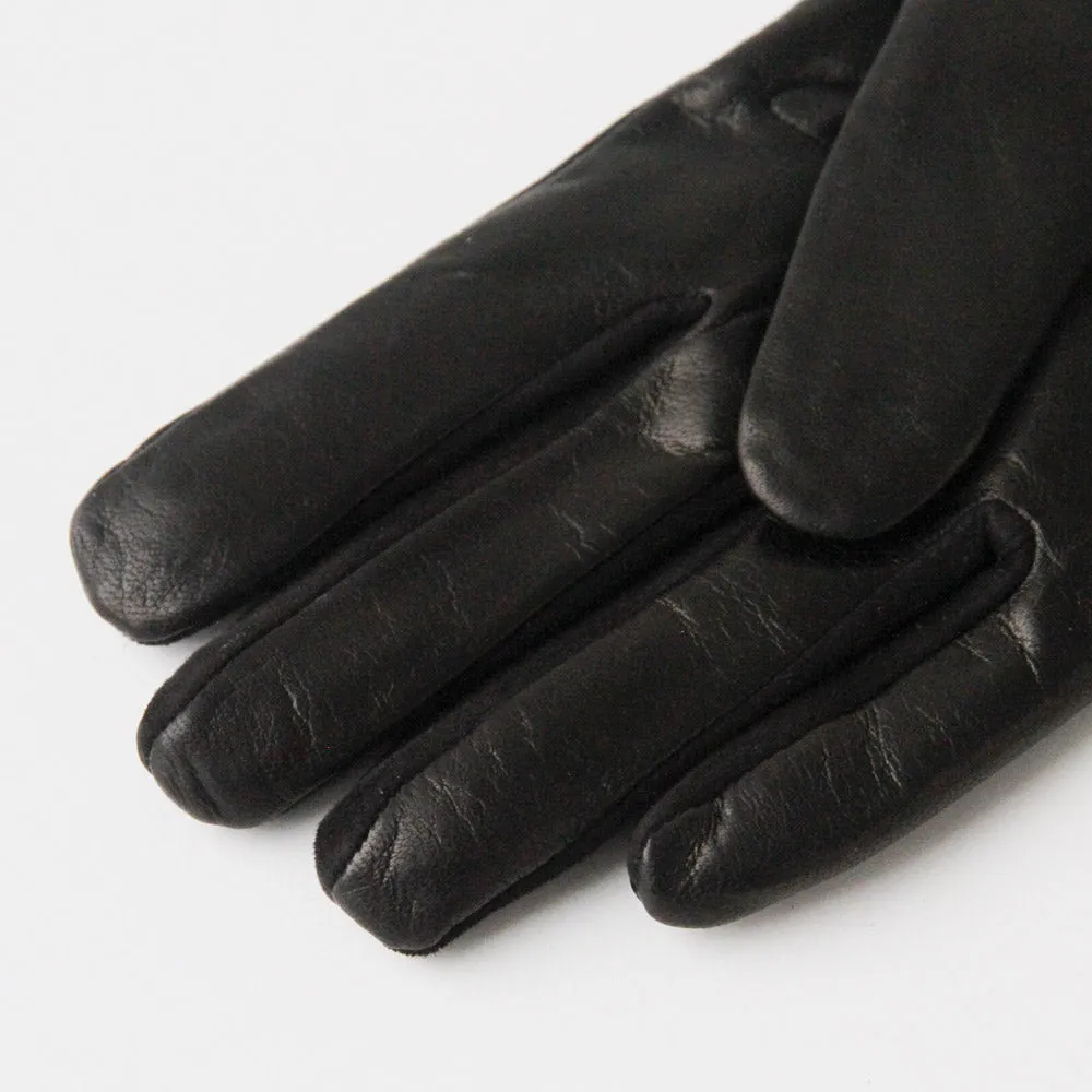 Black Leather Cashmere-Lined Gloves