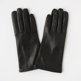 Black Leather Cashmere-Lined Gloves