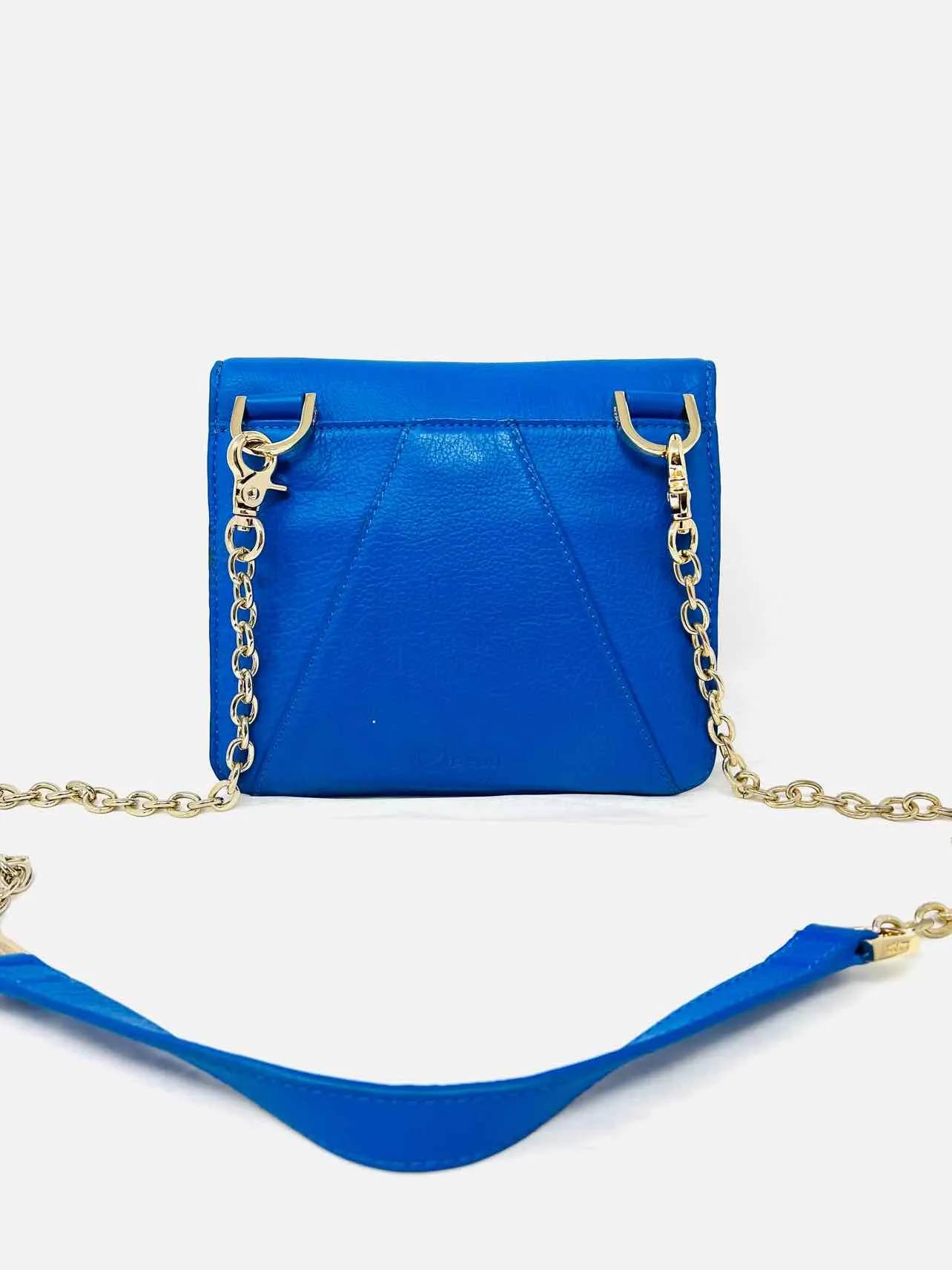 Blue/Gold Chain Leather Designer Crossbody Purse