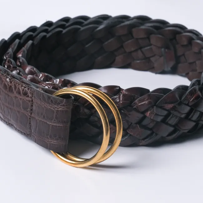 Braided Alligator O-Ring Belt by Simonnot Godard — Chocolate