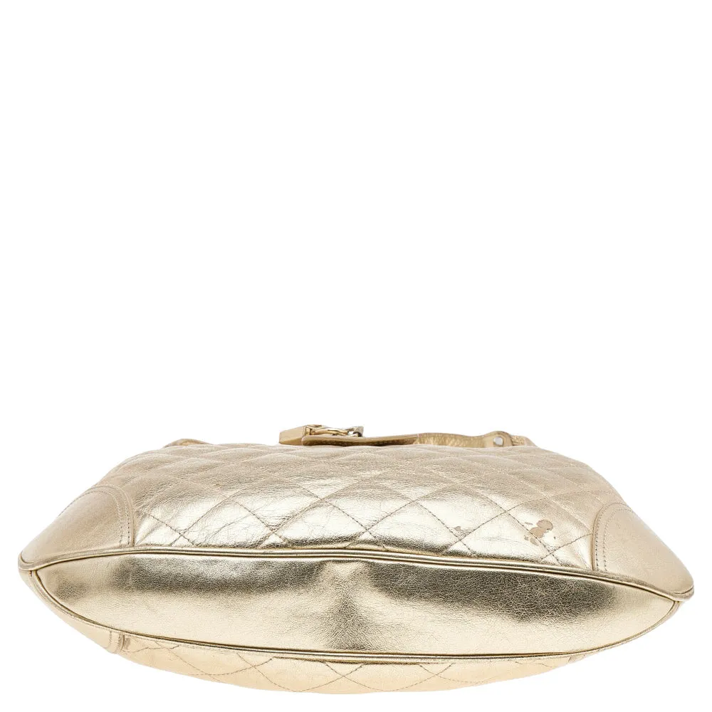 Burberry Metallic Gold Quilted Leather Brooke Hobo