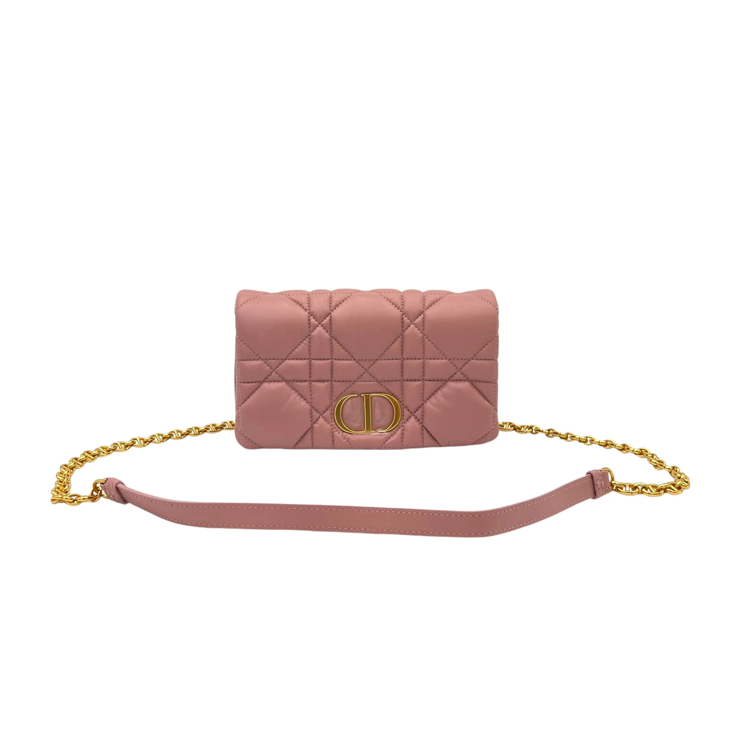 Caro Crossbody Bag Pink in Lambskin, Gold hardware