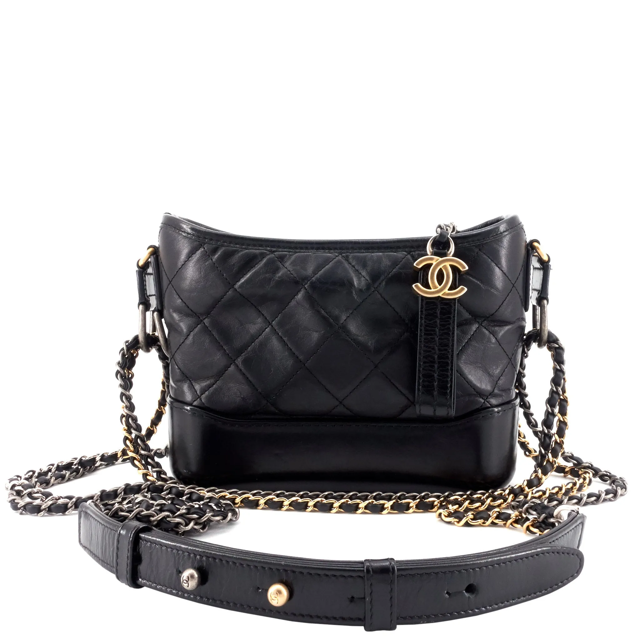 CHANEL Gabrielle Small Aged Leather Hobo Bag