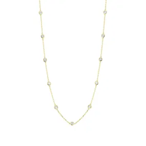 Classic Bezel Station Diamond Necklace 1 1/2ct