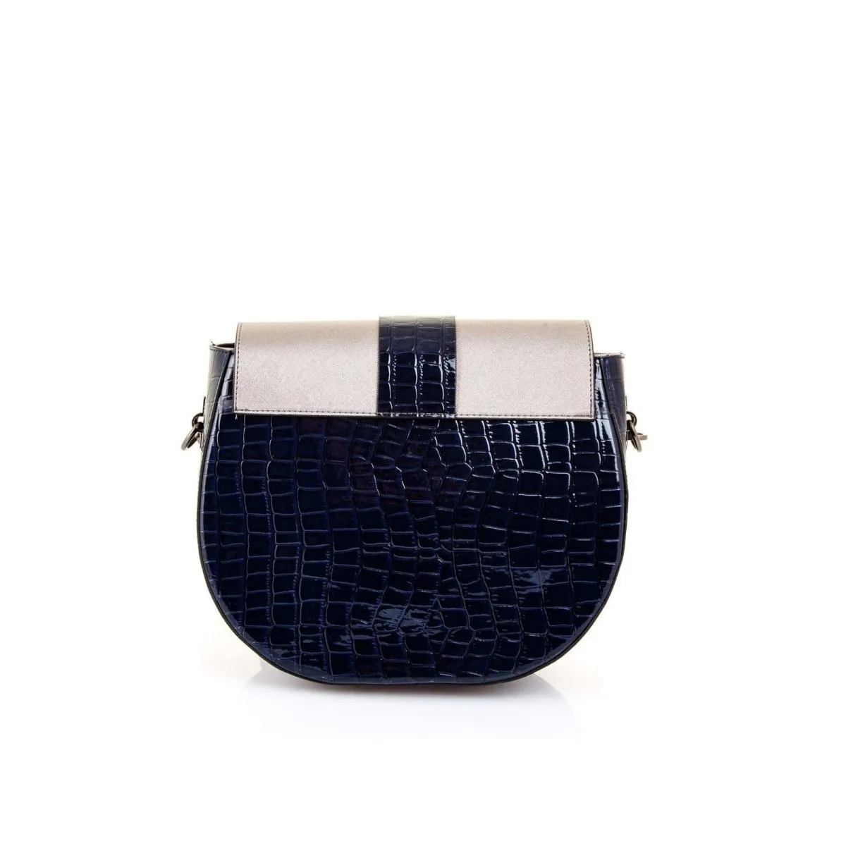 D Shape Shoulder Bag with Croc Effect Design