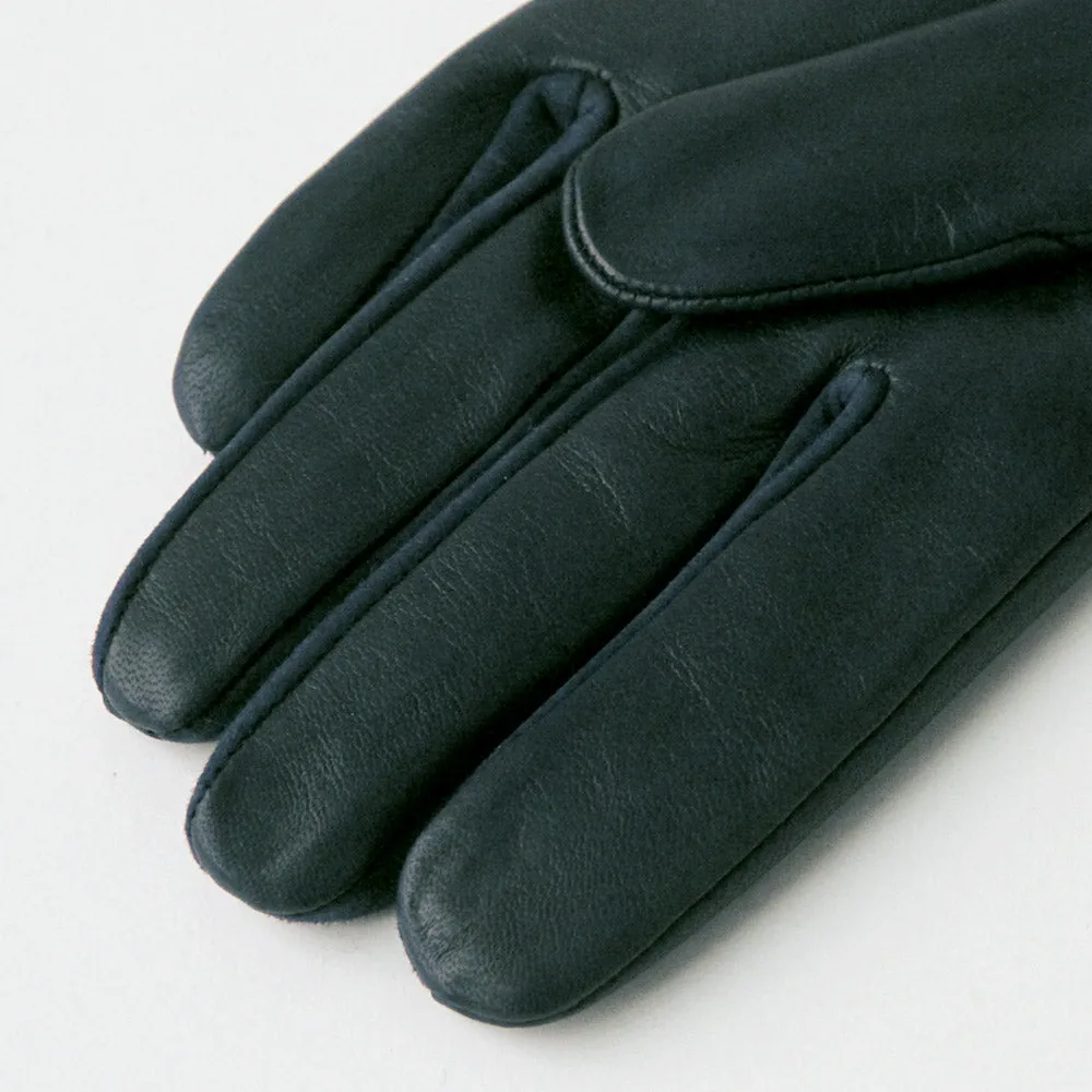 Dark Green Leather Cashmere-Lined Gloves