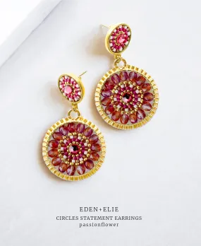 Double Circle Statement Earrings - Passion Flower