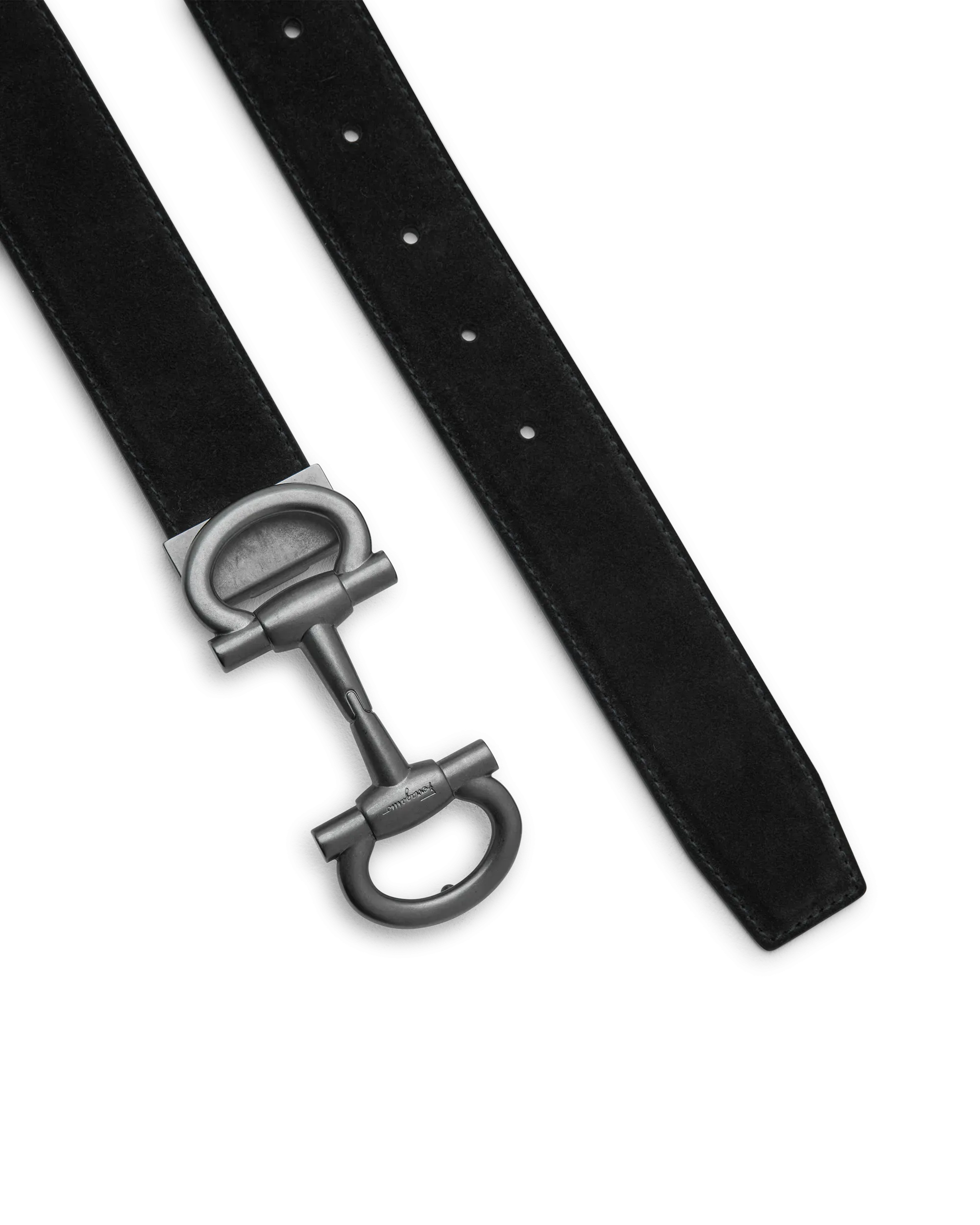 Double Gancini Suede Belt