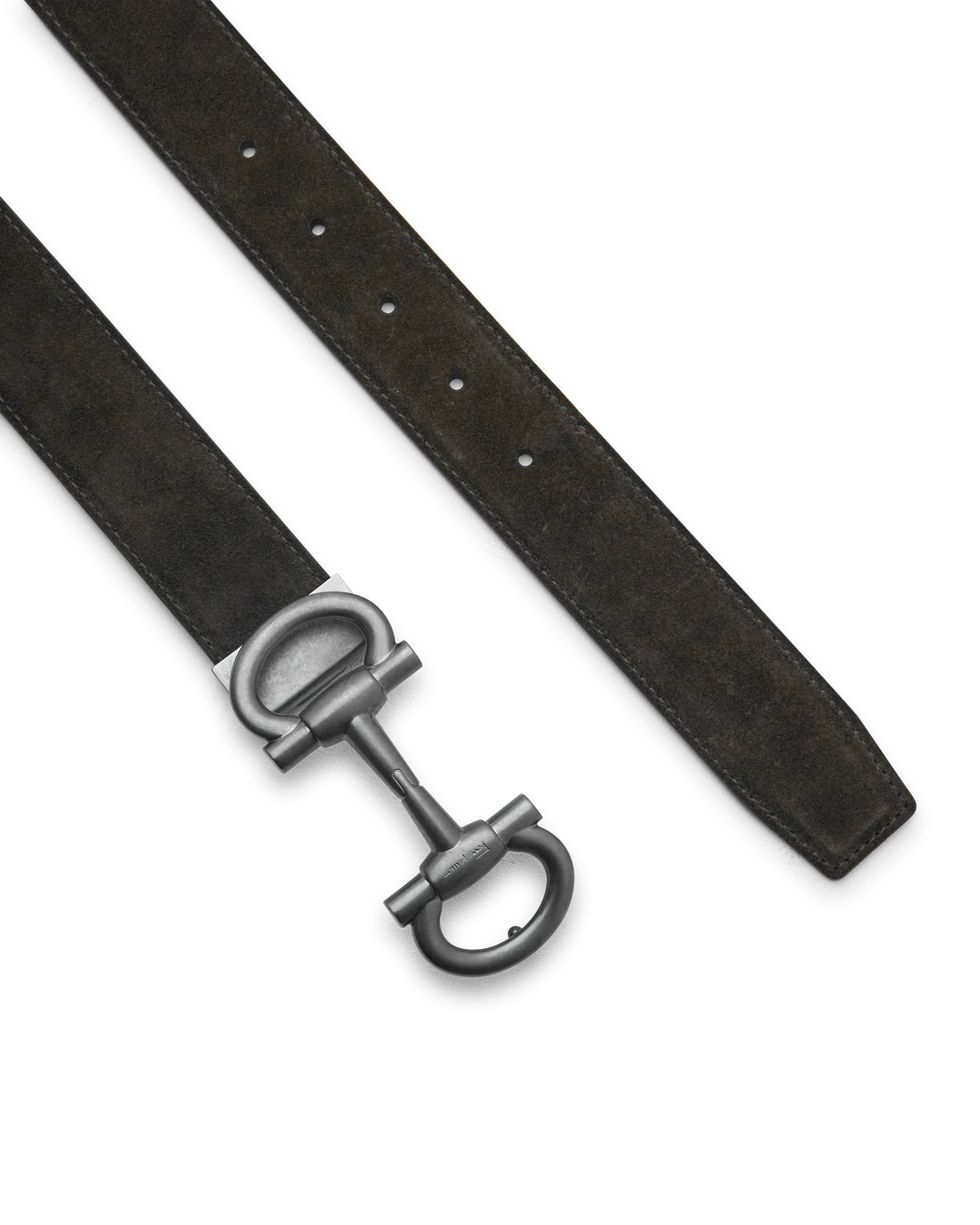 Double Gancini Suede Belt