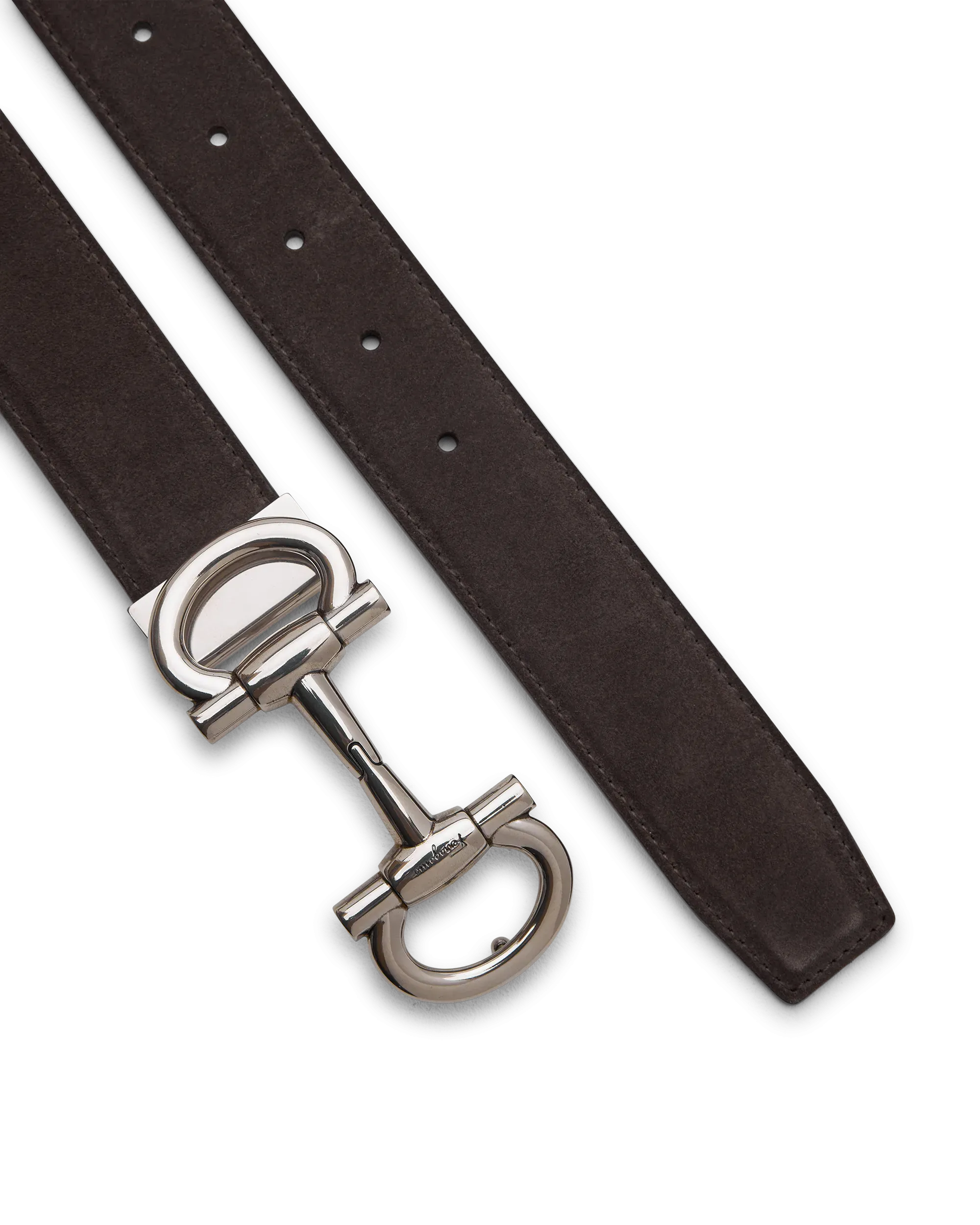 Double Gancini Suede Belt