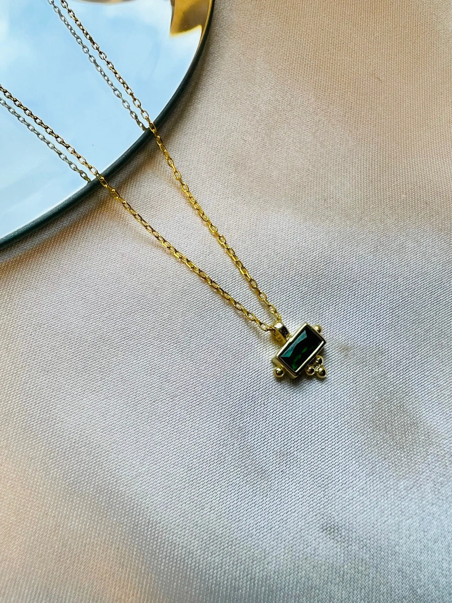 Emerald Necklace | Minimalist Gold Necklaces | Dainty Gold Necklaces | Sterling Silver Necklaces | Trend Necklaces | Mothers Day Gift