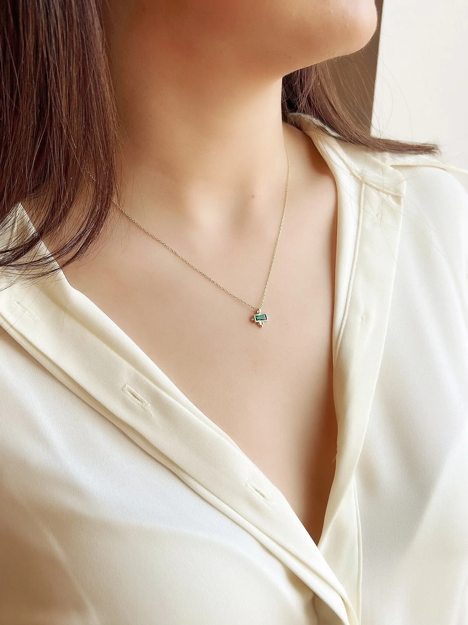 Emerald Necklace | Minimalist Gold Necklaces | Dainty Gold Necklaces | Sterling Silver Necklaces | Trend Necklaces | Mothers Day Gift