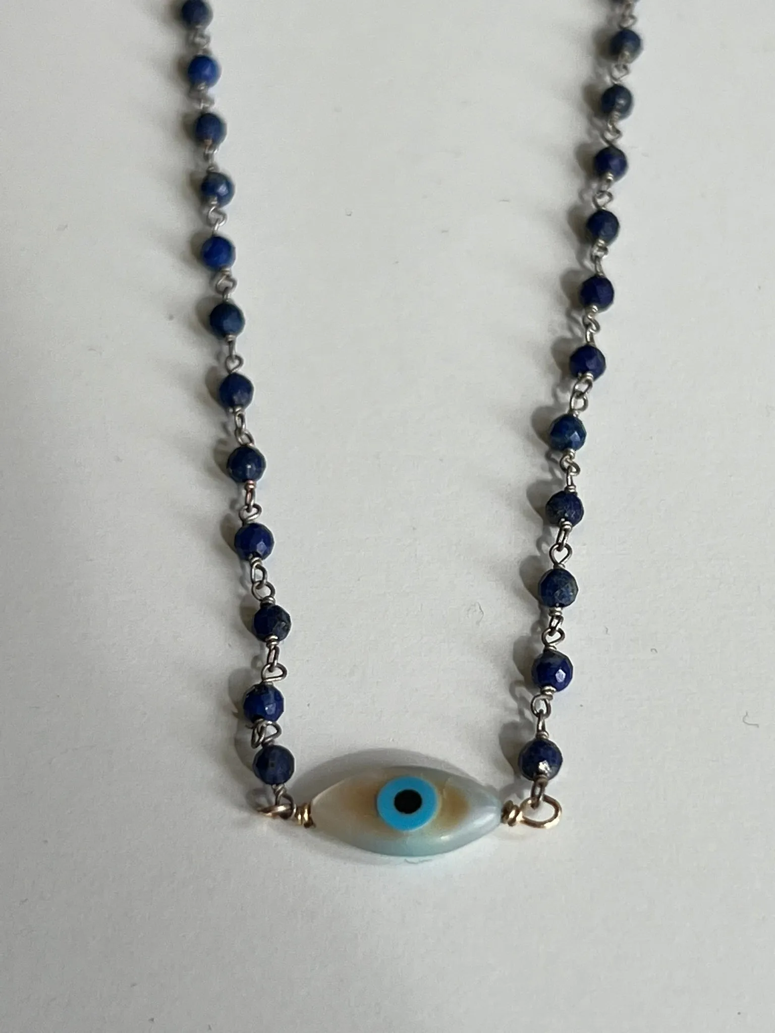 Evil Eye Mother Of Pearl Hematite Necklace