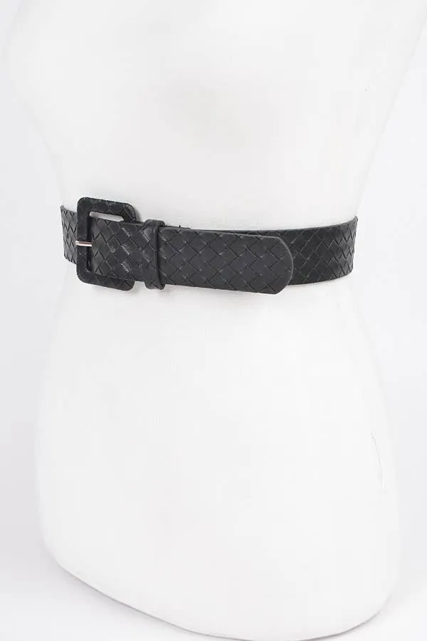 Faux Leather Braided Embossed Belt