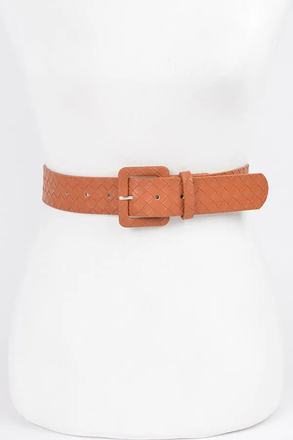 Faux Leather Braided Embossed Belt