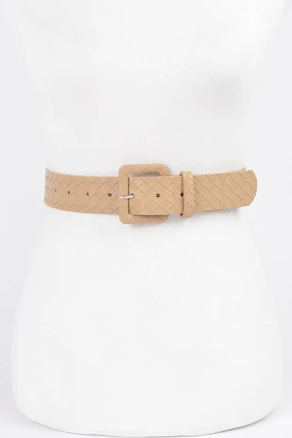 Faux Leather Braided Embossed Belt