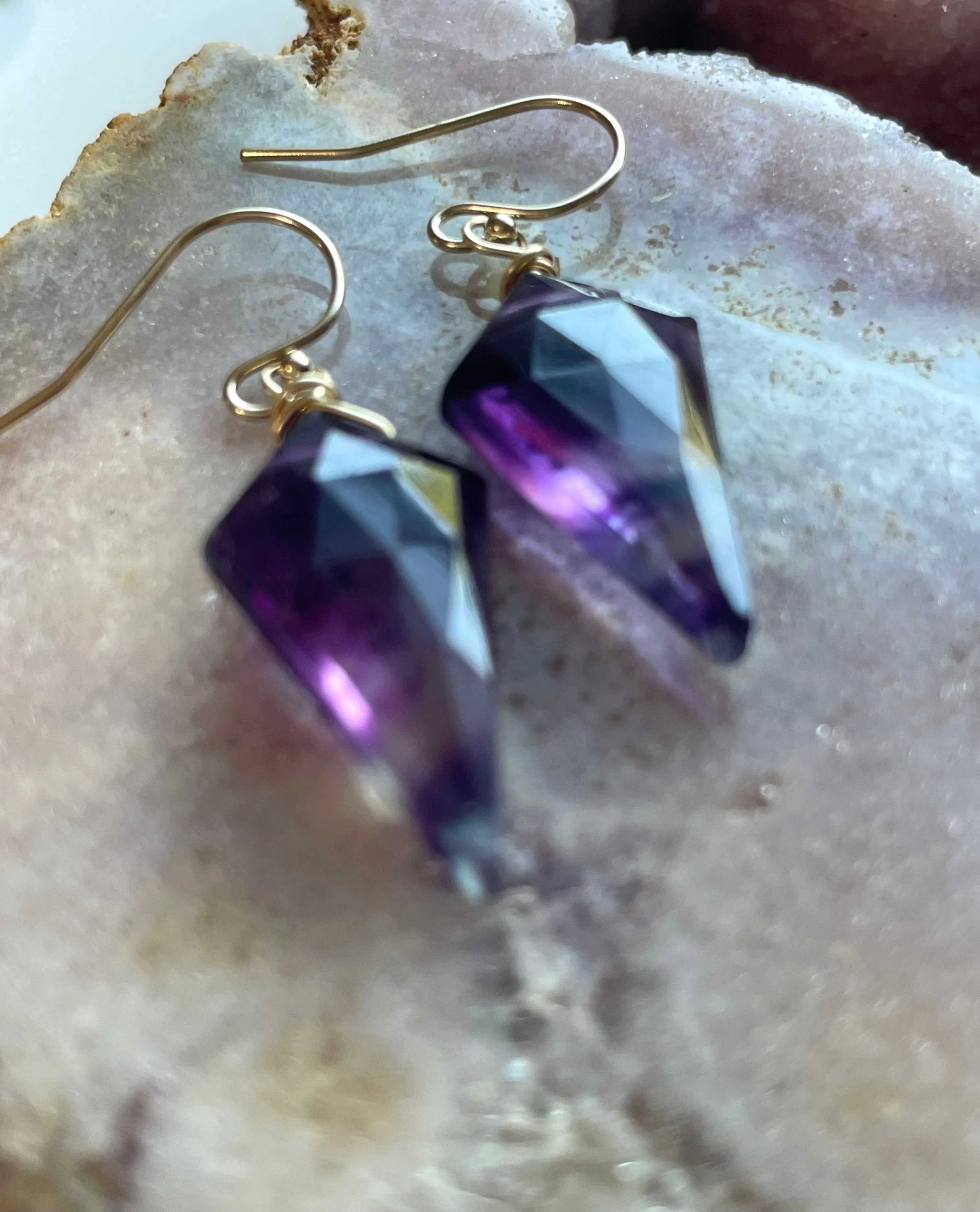 Fluorite Statement Earrings Gold Filled or Sterling Silver