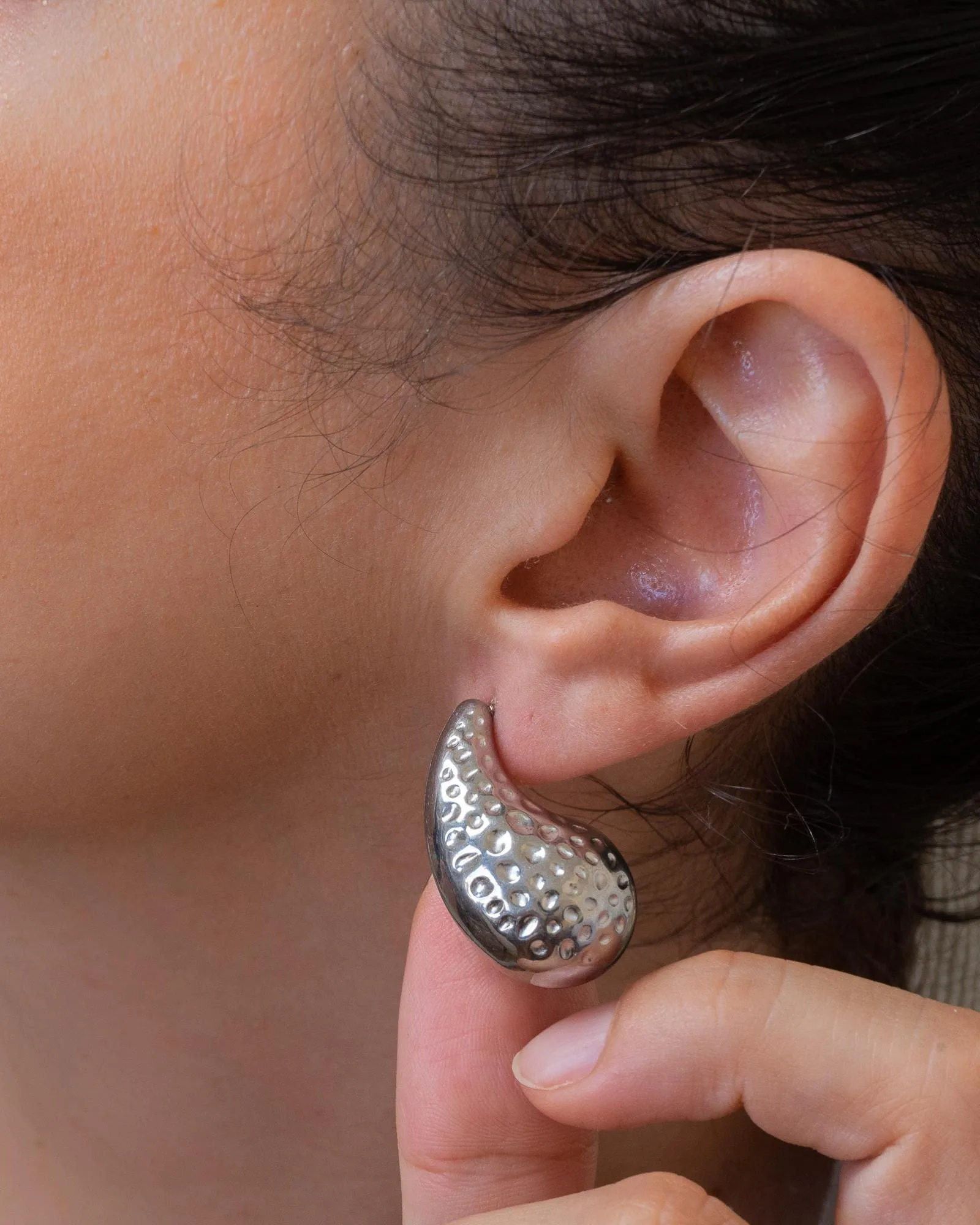 Forged Silver bold earrings