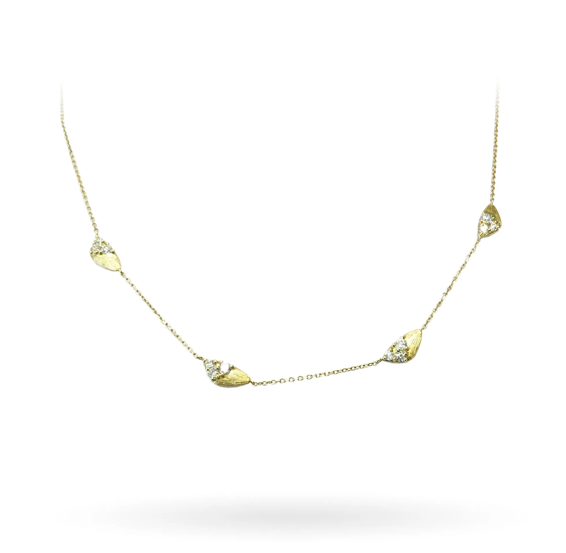 Gold and Diamond Station Necklace