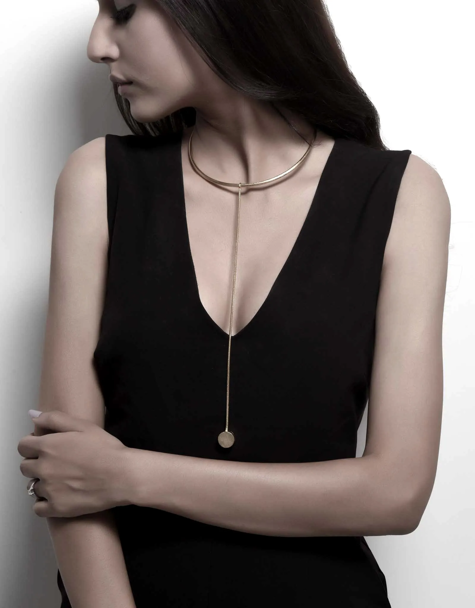 Gold Brass Necklaces-Drop It