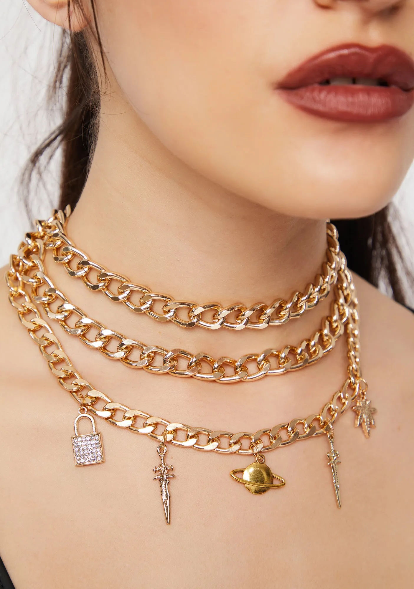 Gold Galactic Gal Layered Chain Necklace