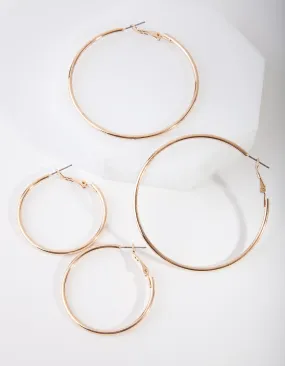 Gold Mixed Hoop Earring Pack