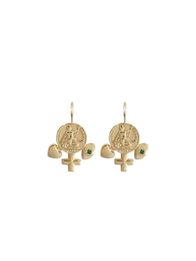 Gold Penny Charm Earrings