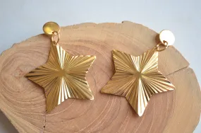 Gold Star Statement Big Metal Earrings Dangle Statement Earrings