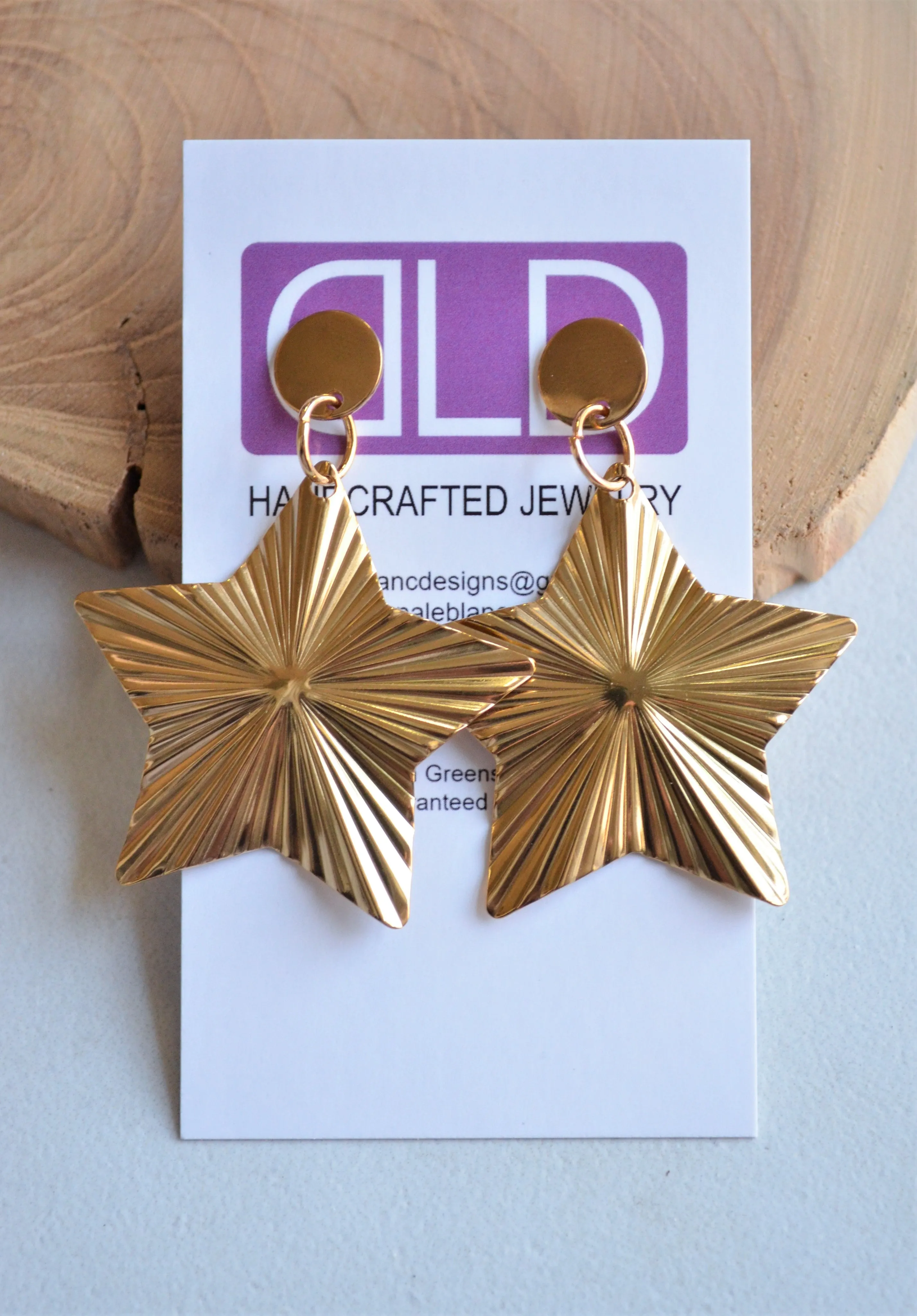 Gold Star Statement Big Metal Earrings Dangle Statement Earrings