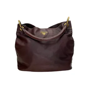 Hobo Brown Shoulder Bag in Calfskin, Gold hardware