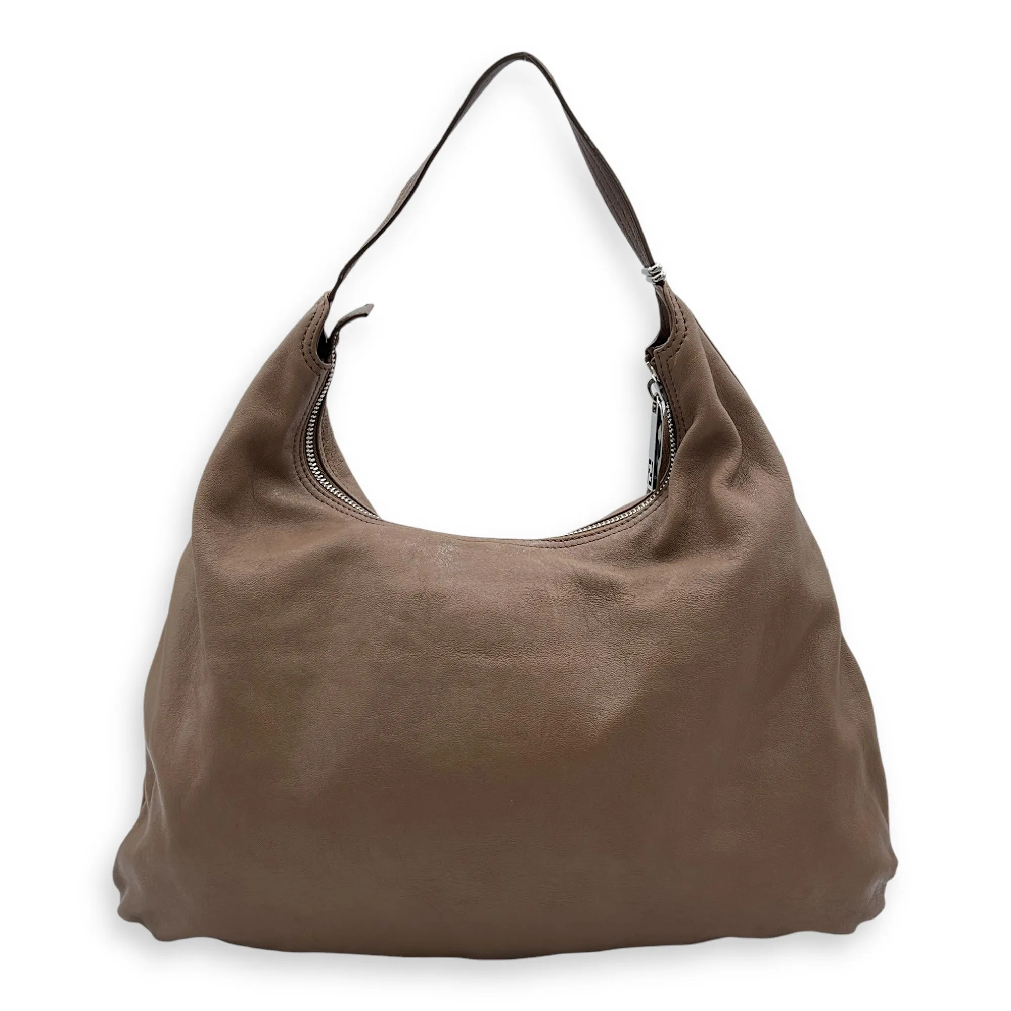 Hobo Shoulder Bag in Calfskin   Silver hardware