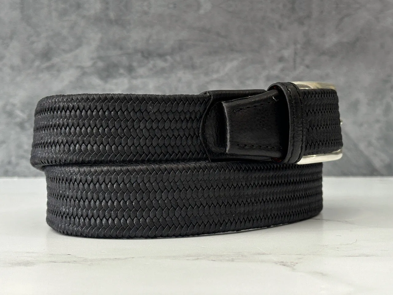 Italian Braided Belt: Black