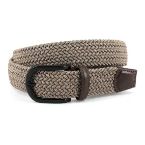 Italian Braided Melange Rayon Elastic Belt in Camel by Torino Leather