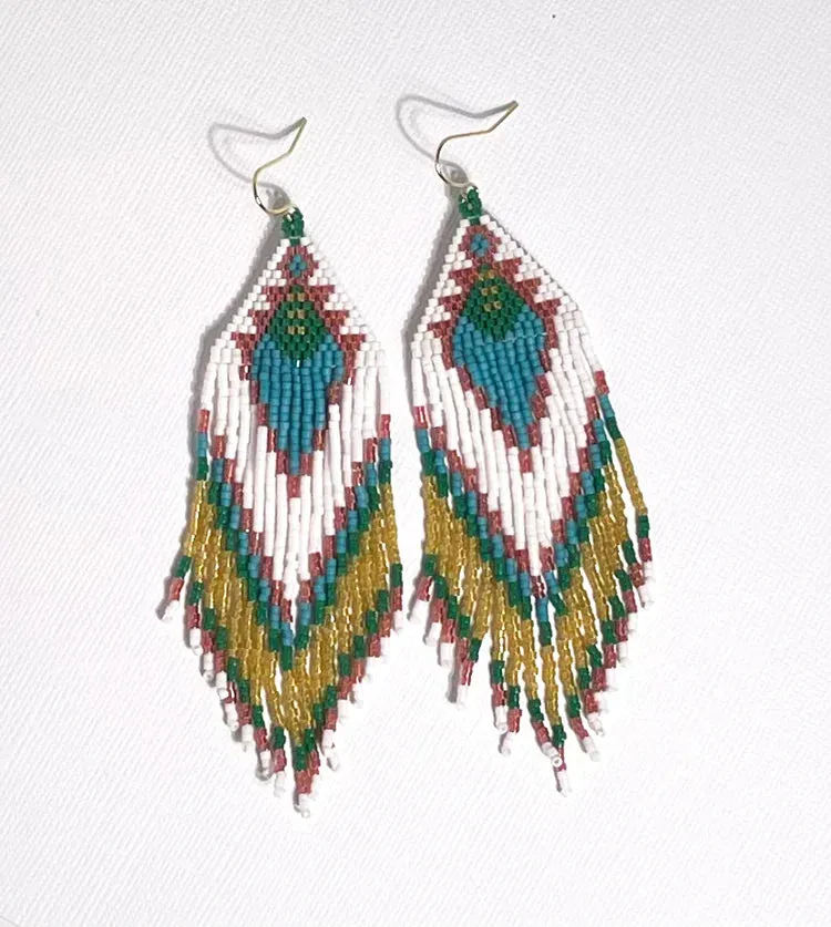 Jamaica Boho Teal Fringe Earrings