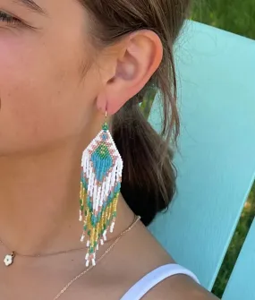 Jamaica Boho Teal Fringe Earrings