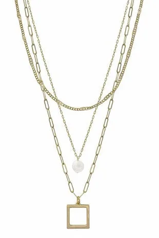 JEWELRY- NECKLACE- LAYERED CHAIN & PEARL