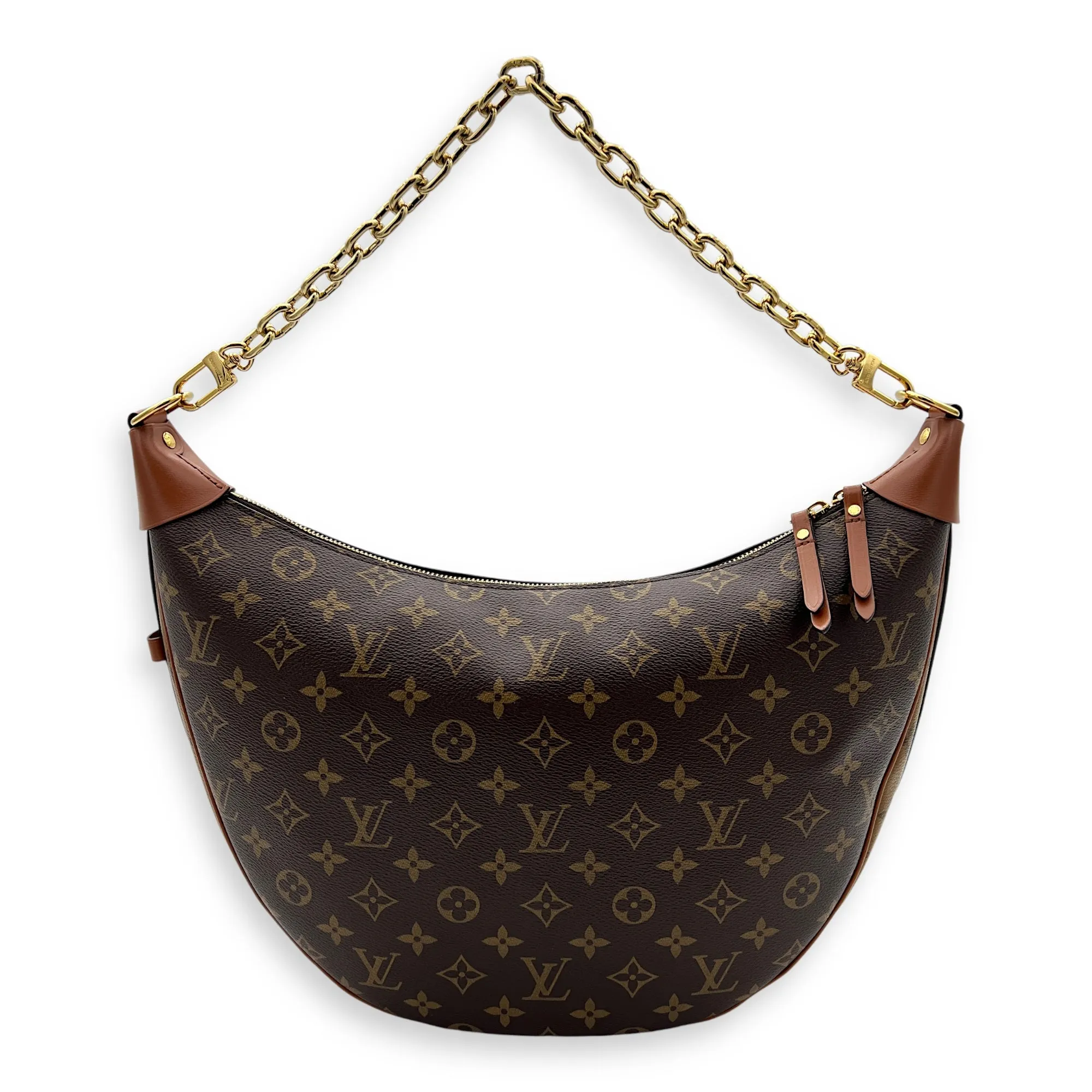 Loop Hobo Shoulder Bag Brown in Monogram Coated Canvas, Gold hardware