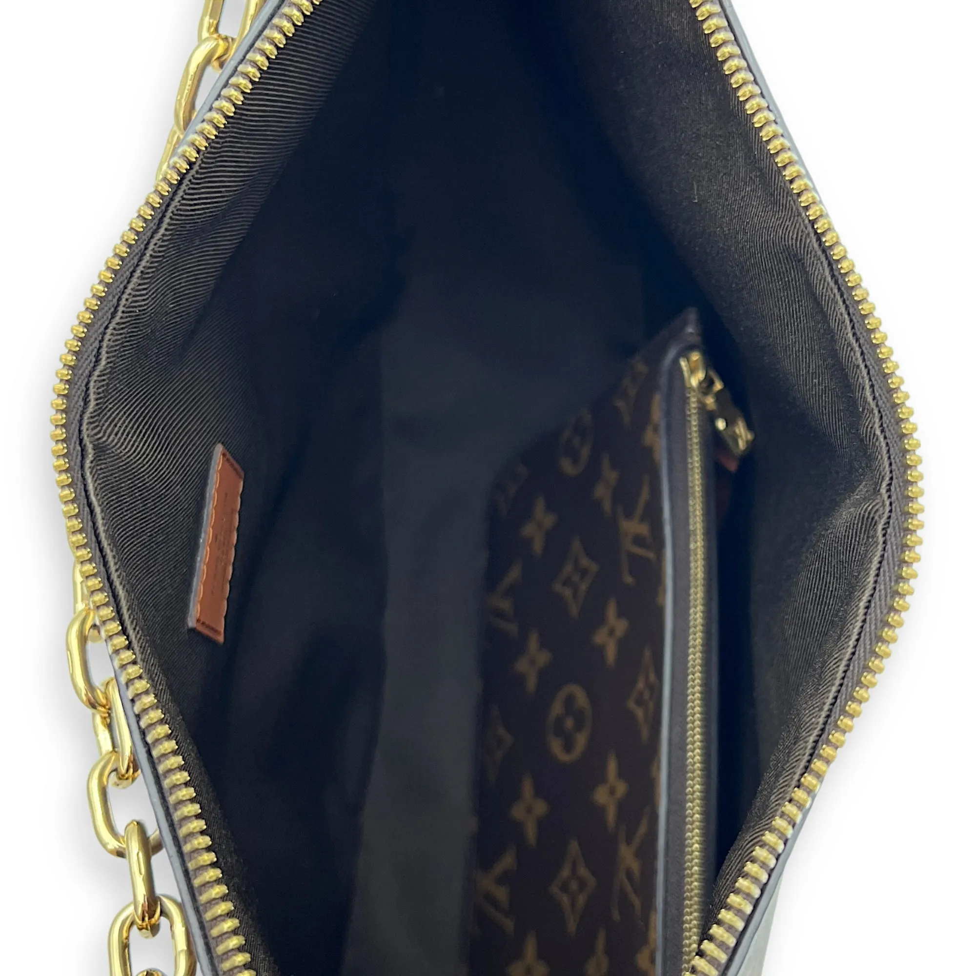 Loop Hobo Shoulder Bag Brown in Monogram Coated Canvas, Gold hardware