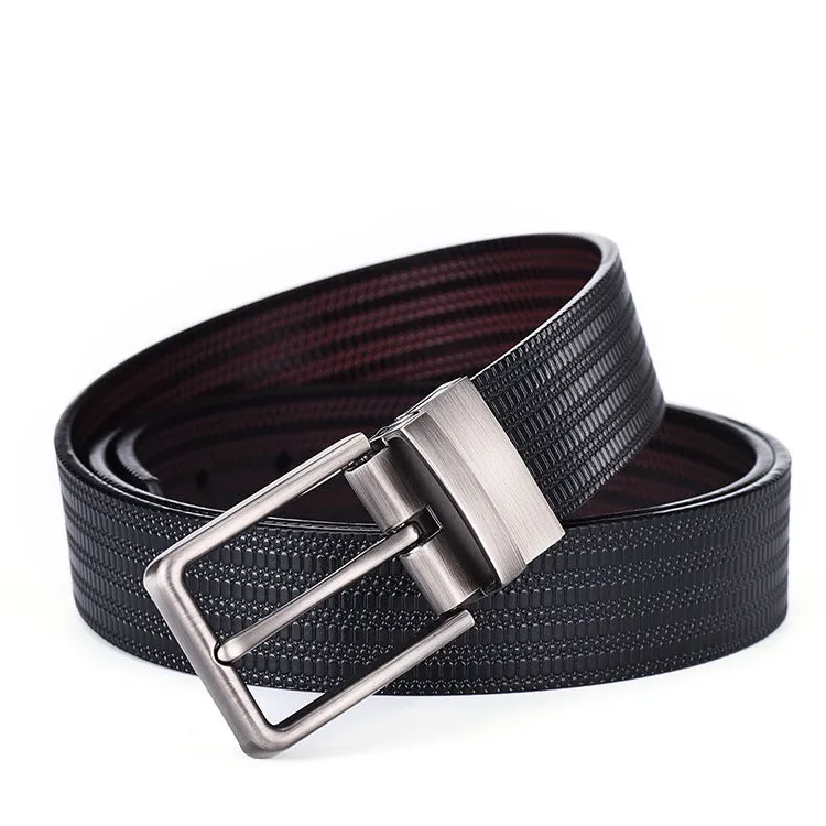 Men's Genuine Leather Rice Grain Embossed Belt