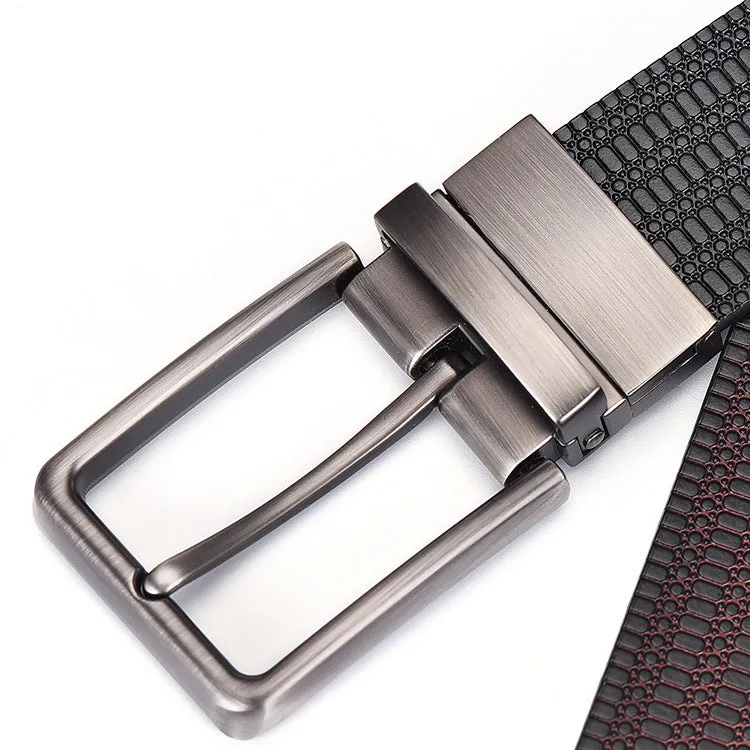 Men's Genuine Leather Rice Grain Embossed Belt