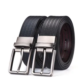 Men's Genuine Leather Rice Grain Embossed Belt