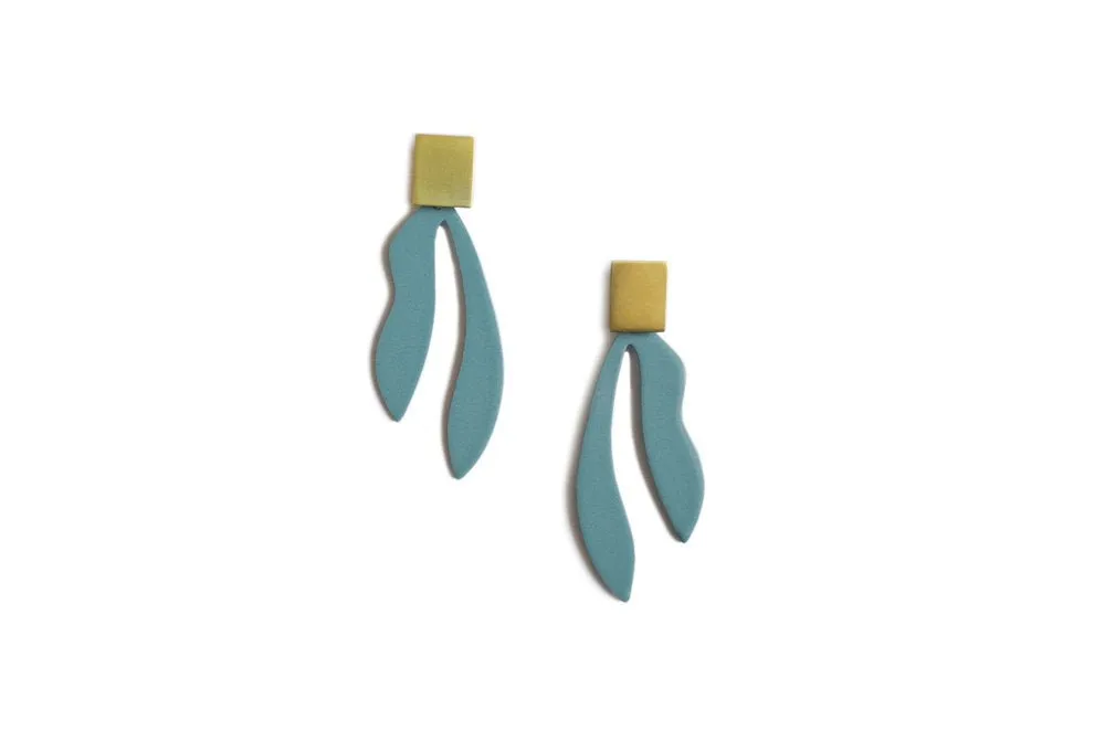 Natalie Joy Palm Earrings (Vintage Teal & Brass)